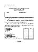 Đề kiểm tra 15 phút số 3 môn Tiếng Anh Lớp 6 - Năm học 2018-2019 - Trường THCS Hùng Cường (Có đáp án)